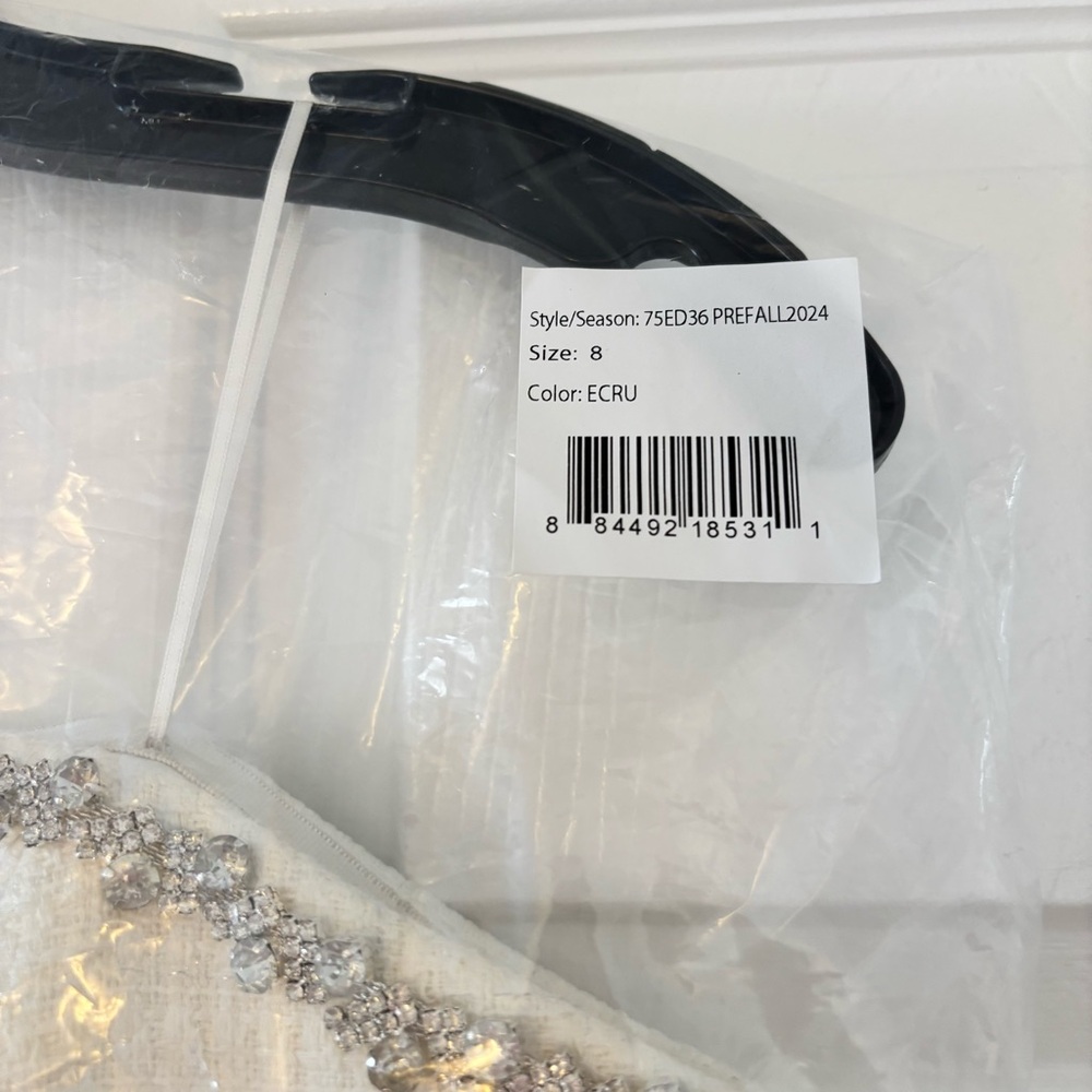 Milly Emelia Boucle Strapless Midi Dress with Neckline Embellishment, Size 8 - Picture 6 of 7